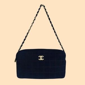 2002 Chanel Quilted Suede Camera Bag